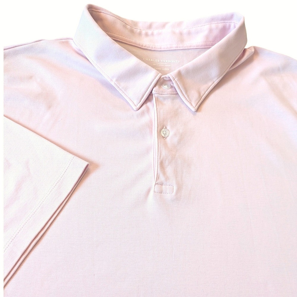 Charles Tyrwhitt Smart Cotton Polo Mens XL Shirt Light Pink Short Sleeve Classic
